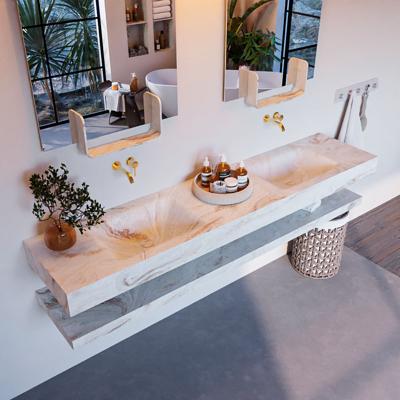 MONDIAZ ALAN-DLUX 200cm planchet Frappe. Vrijhangende wastafel CLOUD dubbel zonder kraangat, kleur Frappe. MONDIAZ ALAN-DLUX 200cm planchet Frappe. Vrijhangende wastafel CLOUD dubbel zonder kraangat, kleur Frappe.