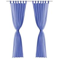 VidaXL Gordijnen voile 140x225 cm koningsblauw 2 st - thumbnail