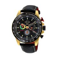 Gevril GV2 Men&apos;s Scuderia Black Dial Black Leather Chronograph Date Watch 9922 - thumbnail