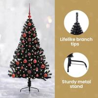VidaXL Kunstmatig voorverlicht kerstboom met 150 led zwart 120 cm pvc - thumbnail