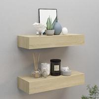 VidaXL Viaxl wandschappen 2 st met lade 60x23,5x10 cm mdf eikenkleurig - thumbnail