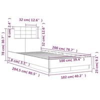 Bedframe met hoofdeinde bewerkt hout betongrijs 100x200 cm - thumbnail