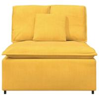 Modulaire bank middenmodule met kussens 100 cm lichtgeel - thumbnail