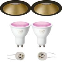 Philips Hue LED Inbouwspot Rond Ø82mm - Mat Zwart/Goud - Bluetooth - thumbnail