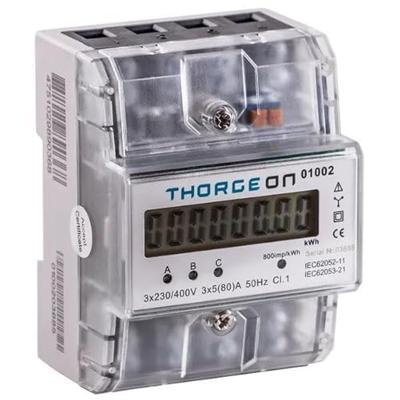 Thorgeon KWH meter 3-fase digitaal transparant 80A + puls - 4518255 Thorgeon KWH meter 3-fase digitaal transparant 80A + puls - 4518255