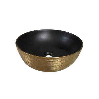 Waskom Sanilux Pisa Keramiek Met extra Dunne Rand Mat Zwart / Goud Geborsteld Waskom Sanilux Pisa Keramiek Met extra Dunne Rand Mat Zwart / Goud Geborsteld