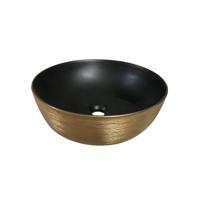 Waskom Sanilux Pisa Keramiek Met extra Dunne Rand Mat Zwart / Goud Geborsteld - thumbnail