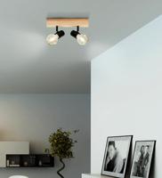 Eglo Landelijke plafondlampTownshend 3 2-lichts zwart met hout - 99478 - thumbnail
