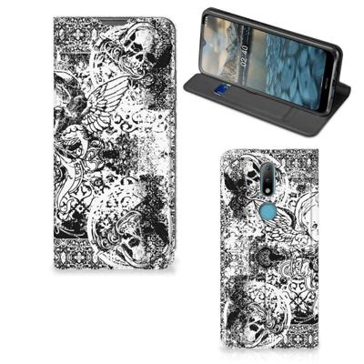 Mobiel BookCase Nokia 2.4 Skulls Angel Mobiel BookCase Nokia 2.4 Skulls Angel