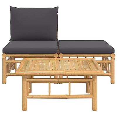 3-delige Loungeset met kussens bamboe donkergrijs - thumbnail