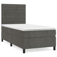 Boxspring met matras fluweel donkergrijs 100x200 cm - thumbnail