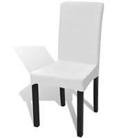 VidaXL 6 st stoelhoezen recht stretch wit - thumbnail