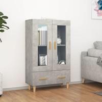 Hoge kast 70x31x115 cm bewerkt hout betongrijs - thumbnail