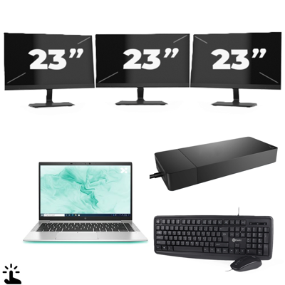 HP EliteBook 840 G8 - Intel Core i5-11e Generatie - 14 inch - Touch - 16GB RAM - 256GB SSD - Windows 11 Home + 3x 23 inch Monitor HP EliteBook 840 G8 - Intel Core i5-11e Generatie - 14 inch - Touch - 16GB RAM - 256GB SSD - Windows 11 Home + 3x 23 inch Monitor