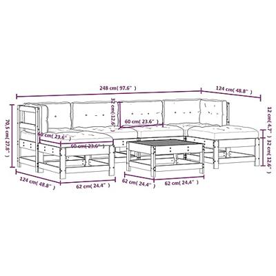 7-delige Loungeset met kussens geïmpregneerd grenenhout