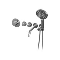 Inbouwthermostaatset Brauer Brushed Incl Baduitloop en 3 Standen Handdouche Geborsteld RVS - thumbnail