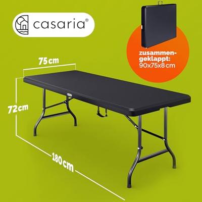 Buffettafel Zwart Kunststof 183x76cm Opvouwbaar Buffettafel Zwart Kunststof 183x76cm Opvouwbaar