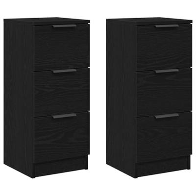 Dressoirs 2 pcs Zwart eiken 30 x 30 x 70 cm Bewerkt hout