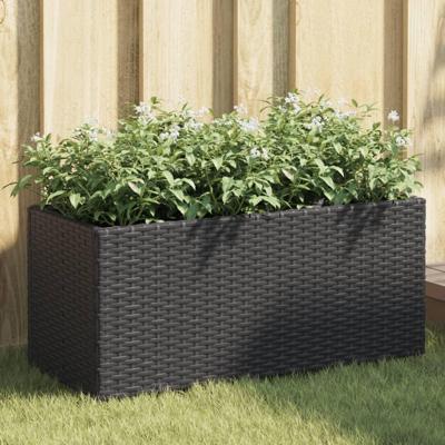 VidaXL Plantenbak met 2 potten 72x30x32 cm poly rattan zwart VidaXL Plantenbak met 2 potten 72x30x32 cm poly rattan zwart