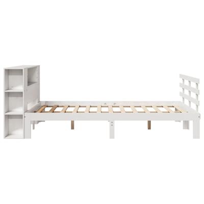 Bed met boekenkast zonder matras grenenhout wit 150x200 cm - thumbnail