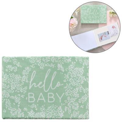 Ginger Ray fotoalbum hello baby linnen groen 21 cm | 10 stuks