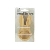 Eierdop Bunny bamboe set a 2 5x9,8x2,1cm - thumbnail