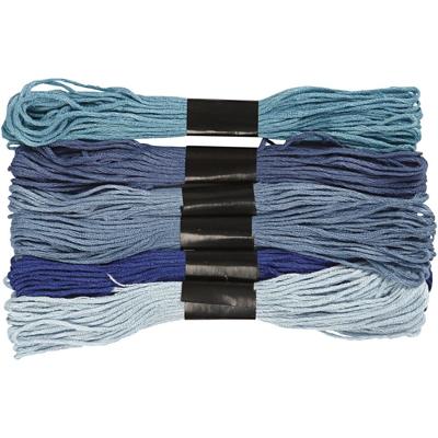 Creativ Company Borduurgaren, dikte 1 mm, blauw harmonie, 6 bol/ 1 doos Creativ Company Borduurgaren, dikte 1 mm, blauw harmonie, 6 bol/ 1 doos
