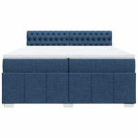 Boxspring met matras stof blauw 200x200 cm - thumbnail