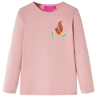 Kindershirt met lange mouwen eekhoornprint 92 lichtroze