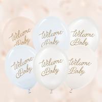 Ballonnen Welcome Baby Blauw Mix Professional (6st) - thumbnail