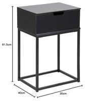 Bendt Nachtkastje 'Nathan' met 1 lade, kleur Zwart - thumbnail