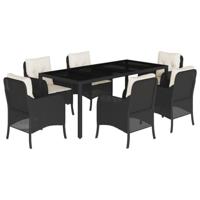 7-delige Tuinset met kussens poly rattan zwart - thumbnail