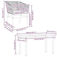 5-delige Tuinset met kussens poly rattan glas grijs - thumbnail