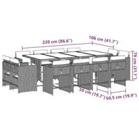 13-delige Tuinset met kussens poly rattan bruin - thumbnail
