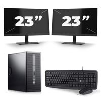 HP EliteDesk 800 G2 Tower - Intel Core i7-6e Generatie - 16GB RAM - 256GB SSD - Windows 11 + 2x 23 inch Monitor - thumbnail