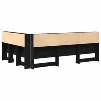 Opberghoofdbord met plank Zwart eiken 135 cm Bewerkt hout - thumbnail