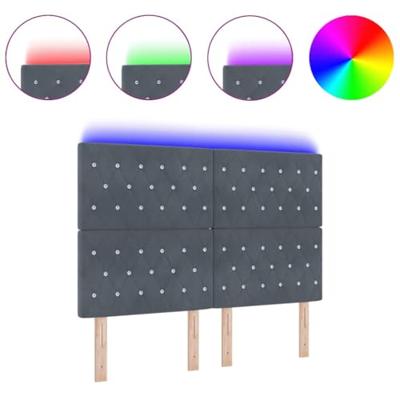 LED Hoofdbord met LED -striplichten Donkergrijs 80 cm Fluweel