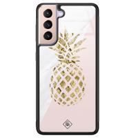 Samsung Galaxy S21 glazen hardcase - Ananas - thumbnail