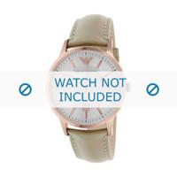 Armani horlogeband AR2464 Leder Cream wit / Beige / Ivoor 22mm + standaard stiksel - thumbnail
