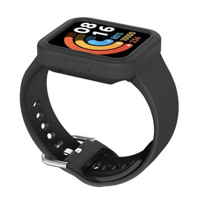 By Qubix - Siliconen band met case - Zwart - Xiaomi Redmi Watch 2 (Lite)
