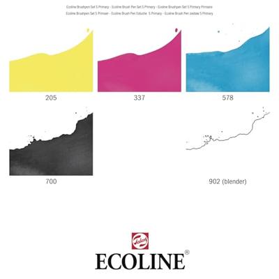 Brushpen Talens Ecoline set à 5 stuks primair