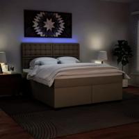 Boxspring met matras kunstleer cappuccinokleurig 180x200 cm - thumbnail