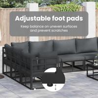 Tuinbankenset met kussen 10 pcs Zwart Aluminium - thumbnail