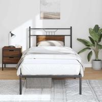 Bedframe zonder matras bewerkt hout bruin eikenkleur 90x200 cm - thumbnail