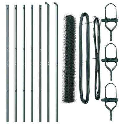 VidaXL Afrasteringspaal groen 10 x 1,2 m (50 mm gaas) staal en pvc