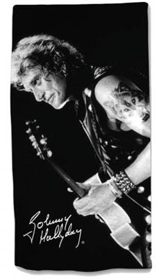 Aymax strandlaken Johnny Hallyday 75 x 150 cm zwart/grijs