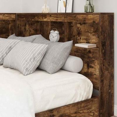 Opberghoofdbord met plank Gerookt eiken 120 cm Bewerkt hout