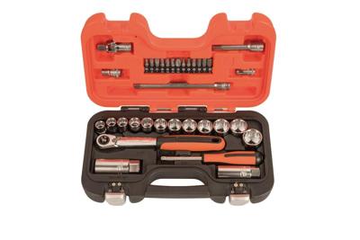 Bahco Doppenset 3/8" | platte ratel | zeskant | metrisch - 34-delig - SL34 Bahco Doppenset 3/8" | platte ratel | zeskant | metrisch - 34-delig - SL34