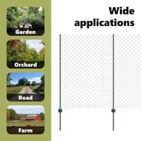 VidaXL Hek met paal groen 1,6 x 10 m staal en pvc - thumbnail