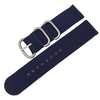 Wasbaar nylon canvas horlogeband band breedte: 22mm (donkerblauw met zilveren ring gesp)